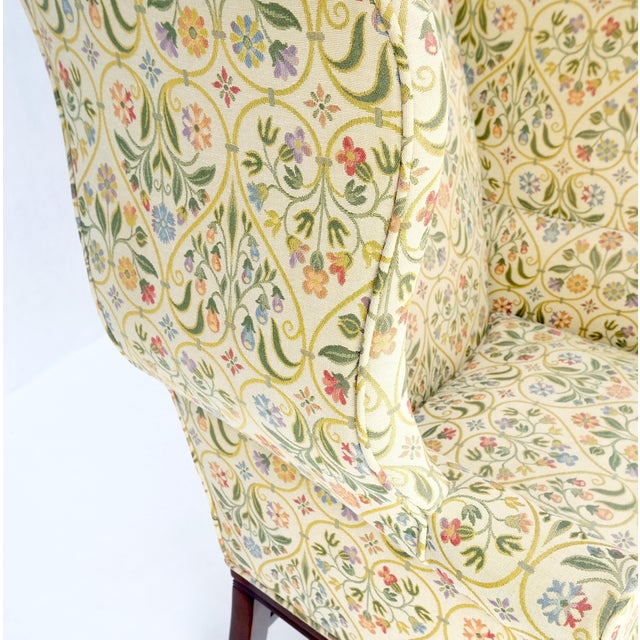 Pair of Deep Profile Antique Wing Arm Chairs Mahogany Legs Federal Style For Sale - Image 15 of 18