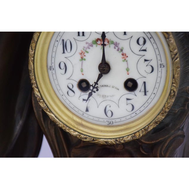 Large Nymph Clock in Regula and Bronze Patina Marble by A. De Raudery, France, 1890s For Sale - Image 10 of 18