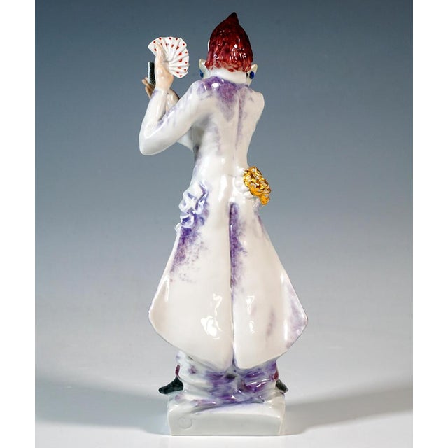 Circus Magician with Cards attributed to Peter Strang for Meissen, 1993 For Sale - Image 3 of 7