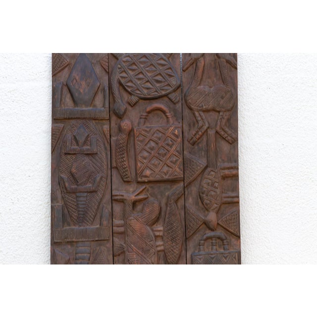 African 71" Tall Nupe Artisanal Carved Door For Sale - Image 3 of 7