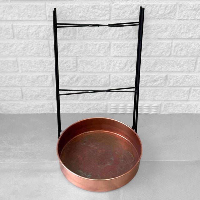 Flower Stand in Copper and Steel from Ystad Metall, Sweden, 1950s For Sale - Image 4 of 8