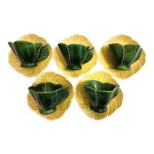 Mid-Century Modern Cemar Floral Cup & Saucer Set -10 Pieces