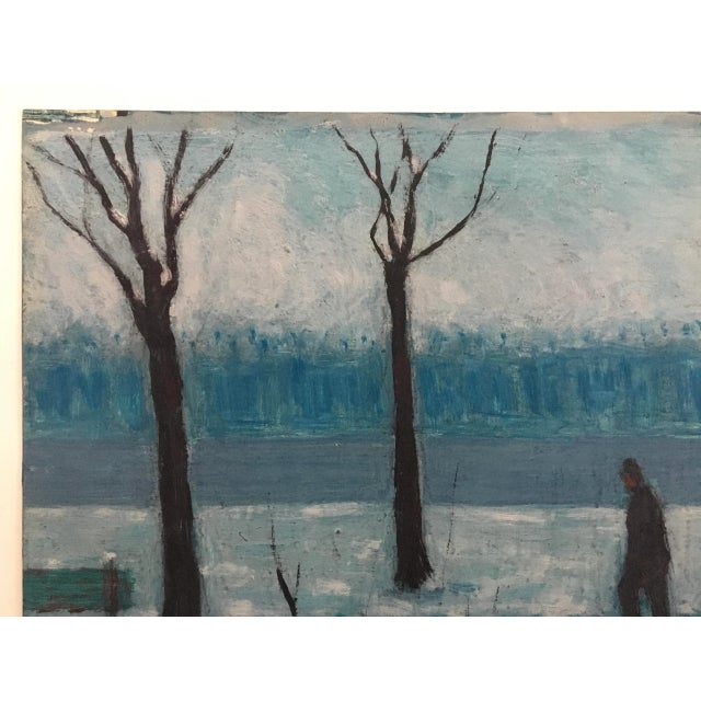 1930s Swiss Winter Landscape Oil Painting on Paper by Georges Froidevaux For Sale In Columbia, SC - Image 6 of 13