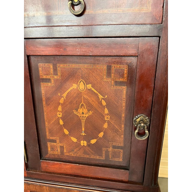 Brown 20th Century Pair of Louis XVI Style Marble-Top, Bronze and Walnut Nightstands For Sale - Image 8 of 18