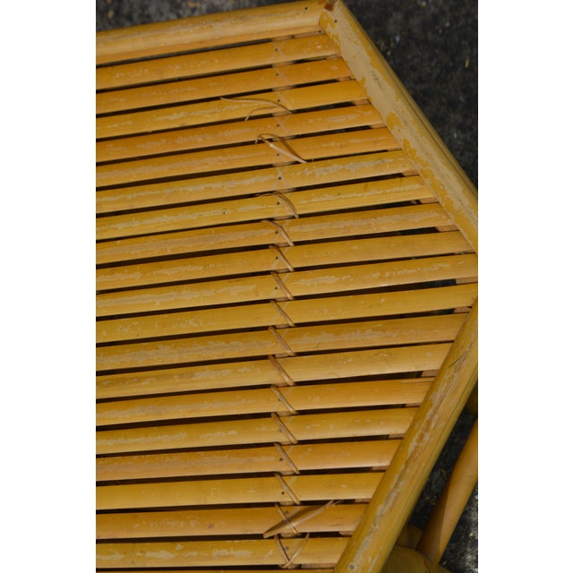 Japanese 1970s Vintage Set of 3 Golden Bamboo Nesting Tables or Stools - Hexagon Shaped For Sale - Image 3 of 16