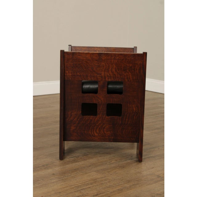 Brown Early 21st Century Mission Style Custom Oak Bench After Limbert For Sale - Image 8 of 12