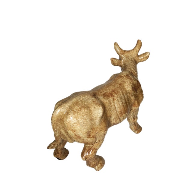1970s Vintage Large Ceramic Bull Statue Statue Wall Street For Sale - Image 5 of 7