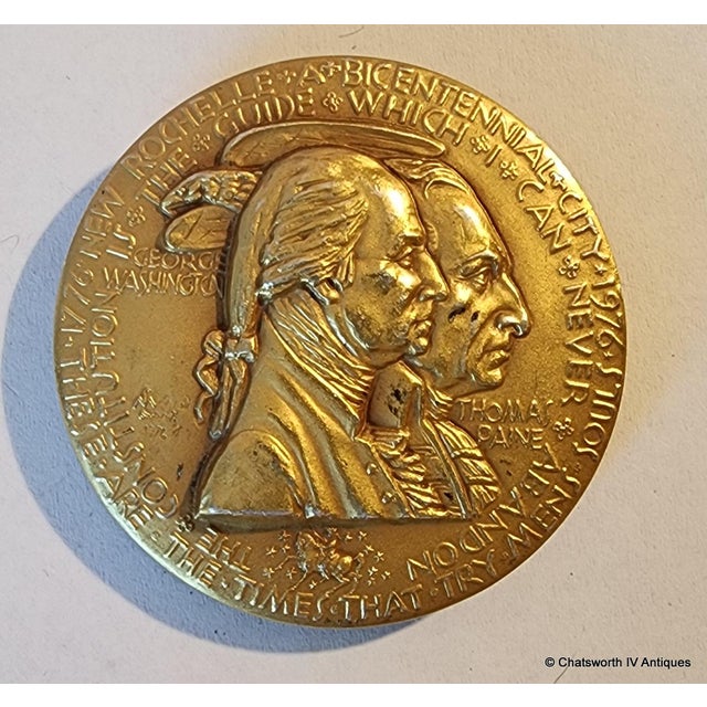 1970s 83.7g .999 Pure Silver Michael Lantz ~ Medallic Art Company Us Bicentennial Coin 1776-1976 ~ New Rochelle Ny ~ 24k Plate Washington & Paine For Sale - Image 5 of 10