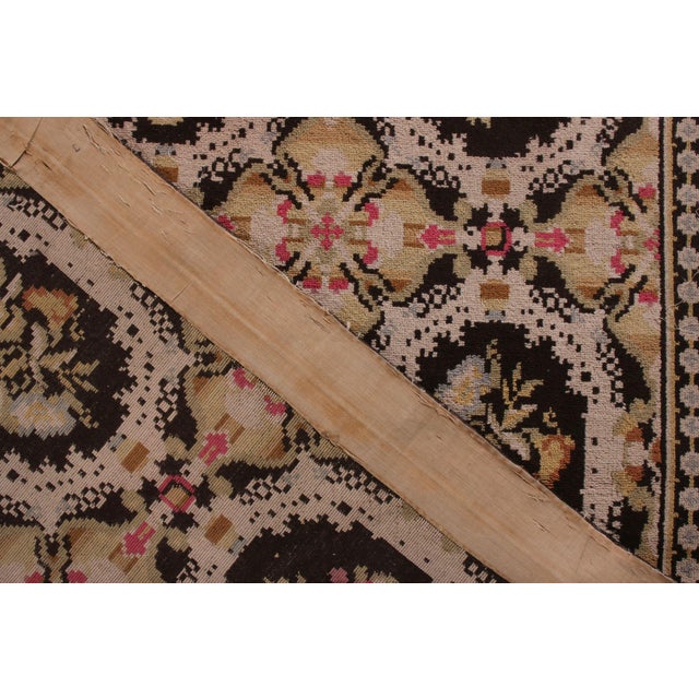 Textile Vintage Kerman Lavar Persian Rug in Black and Beige-Brown Floral Pattern For Sale - Image 7 of 7