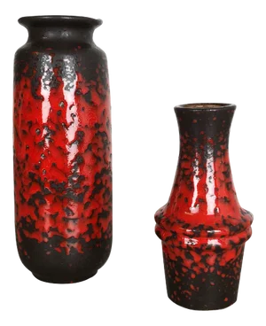 Multi-Colored Pottery Fat Lava Vases from Scheurich, Germany, 1970s, Set of 2