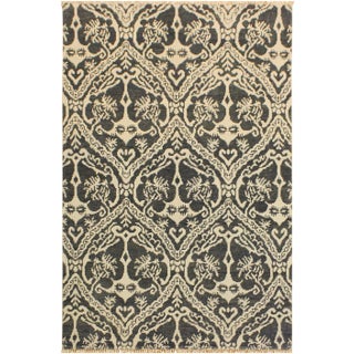 1990s Modern Gray/Ivory Wool & Viscouse Rug - 4'0 X 6'0 For Sale