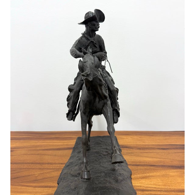 Vintage Large Scale Patinated Bronze Frederic Remington Sculpture For Sale - Image 9 of 9