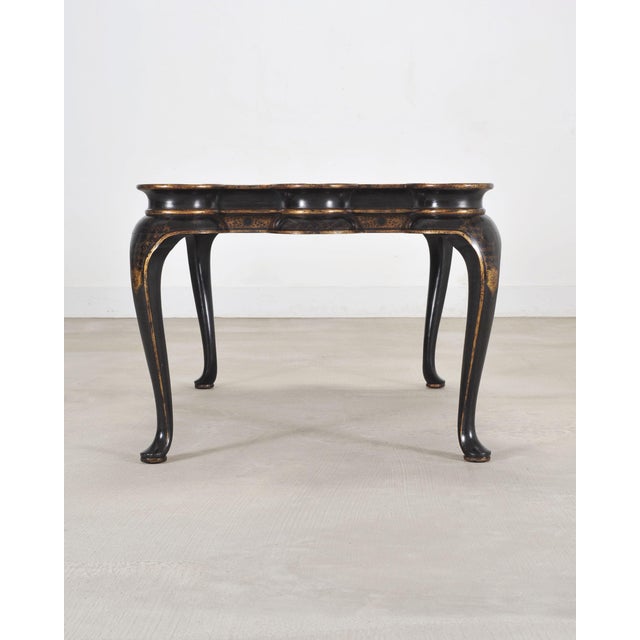 Wood Rose Tarlow Scalloped Coffee Table Chinoiserie Lacquered For Sale - Image 7 of 18