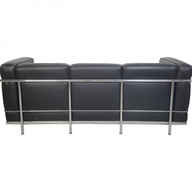 Vintage LC2/3 Three-Seater Sofa in Black Pelle Leather by Le Corbusier, 2000s For Sale - Image 15 of 18