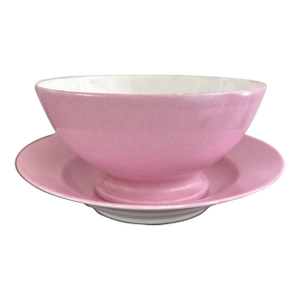 Late 19th Century Limoges Pink Porcelain Bowl With Stand
