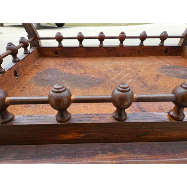 Antique Oak Stick and Ball Low Side Table or Stand For Sale - Image 13 of 16