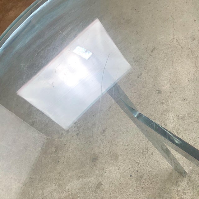 Chrome Vintage Mies Van Der Rohe Barcelona-Style Chrome & Glass Coffee Table — 1970s–80s, 36" Square For Sale - Image 8 of 12