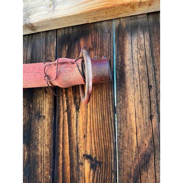 Rustic European Early 20th Century Rustic Barn Yard Red Painted Wood Bar With Iron Hardware For Sale - Image 3 of 8