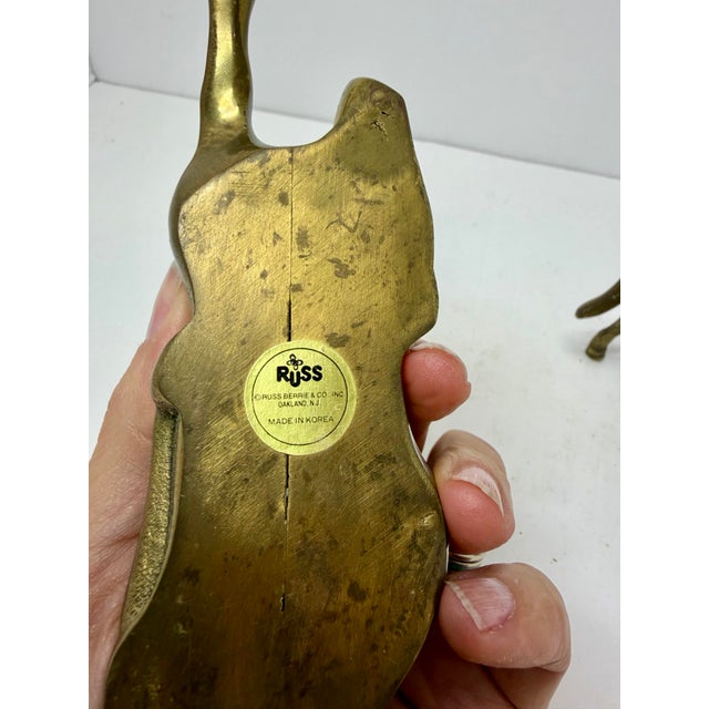 Brass Vintage Solid Brass Mare & Foal Figurines (Pair) For Sale - Image 8 of 9