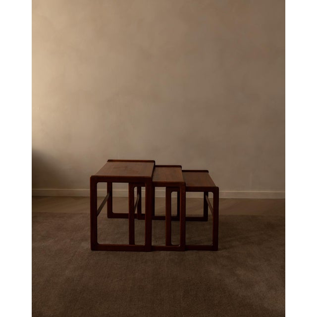 Wood Teak Nesting Tables by Arne Hovmand-Olsen for Mogens Kold, 1960s, Set of 3 For Sale - Image 7 of 18