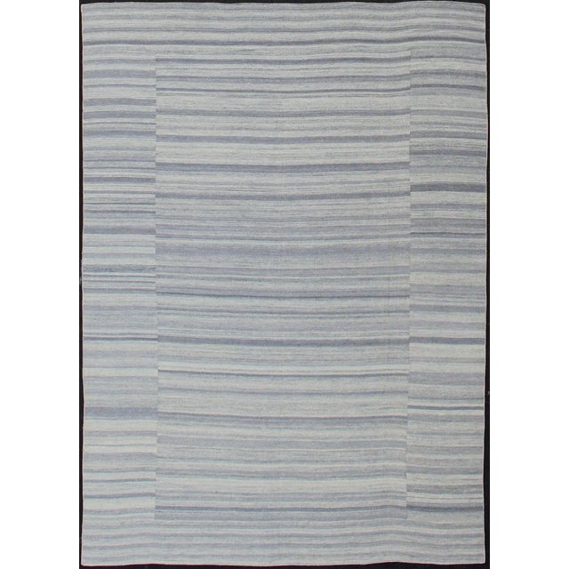 Large Kilim in Variegated Striped With Modern Design 9'10 X 13'2 For Sale - Image 11 of 11