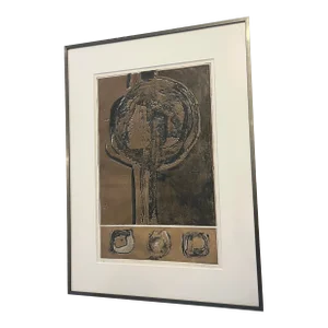 Nice Limited Edition Signed P Eisenberg Silkscreen to F an Abstract Form in Dramatic Black & Brown