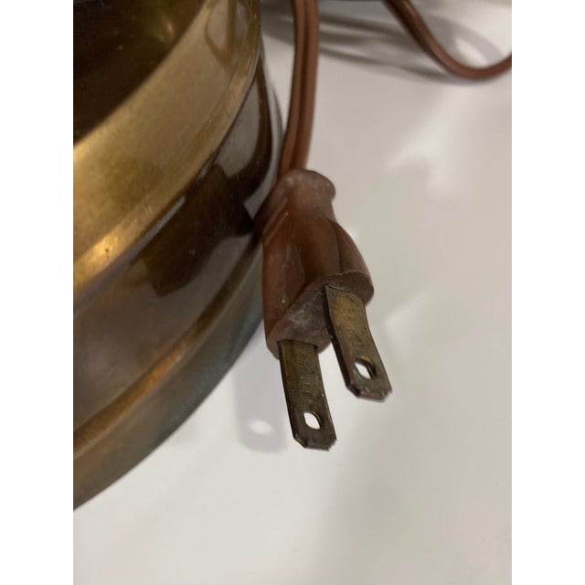 Mid 20th Century Columnar Frosted Glass and Brass Table Lamps - A Pair For Sale - Image 9 of 9