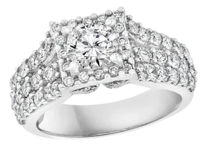 1 Carat Brilliant Round Center Diamond, 2 Carat 14 Karat White Gold Ring
