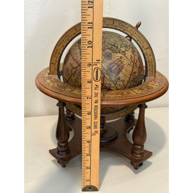 Vintage Made in Italy Old World Wooden Desk Globe W/ Stand Astrology Design 11”t For Sale - Image 4 of 12