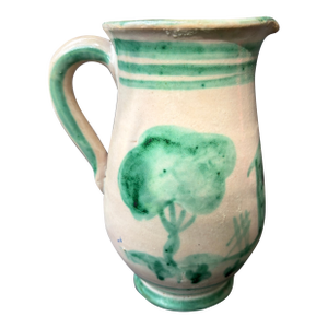 Vintage Painted Italian Folk Art Stoneware Pitcher Jug