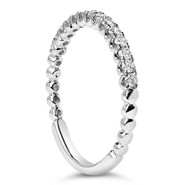 14K White Gold 1/4 Cttw Round Diamond Prong Set Wedding Band - Size 5.5 For Sale - Image 4 of 7