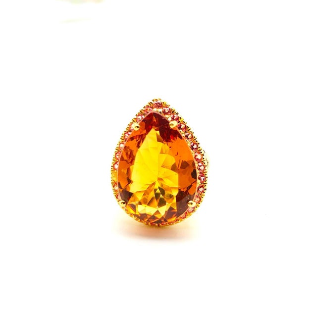 Early 21st Century Bochic "Orient" Vintage Sapphire & Orange Citrine Ring Set In 18K Gold & Silver For Sale - Image 5 of 18