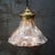 Industrial Vintage Industrial Glass and Brass Pendant Light from Holophane For Sale - Image 3 of 8