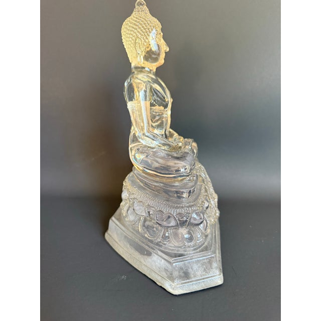 1970s Lucite Buddha Figure on Lotus Throne Pedestal For Sale - Image 4 of 13