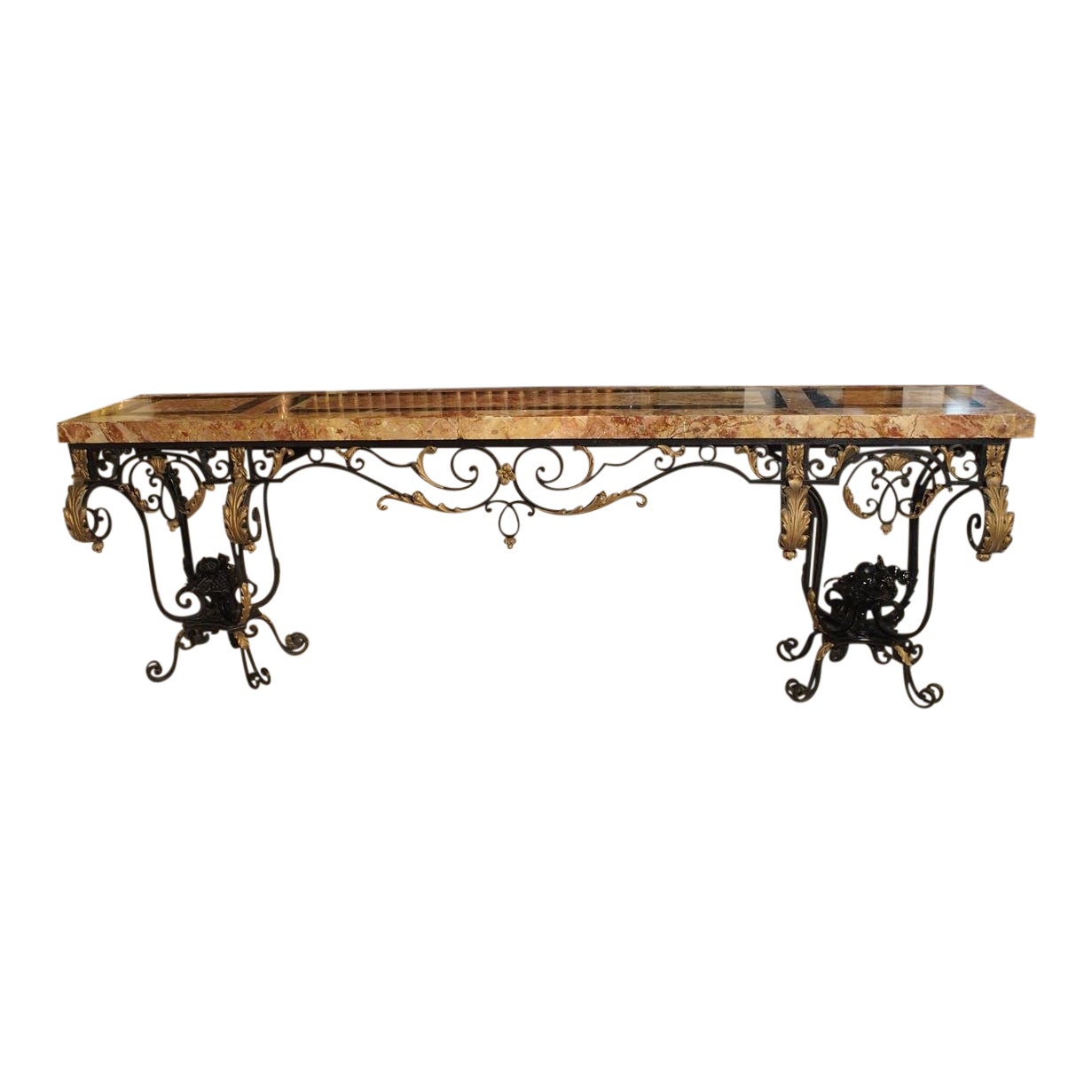 Fantastic 1920 S Forged Iron And Marble Console Table From France Chairish