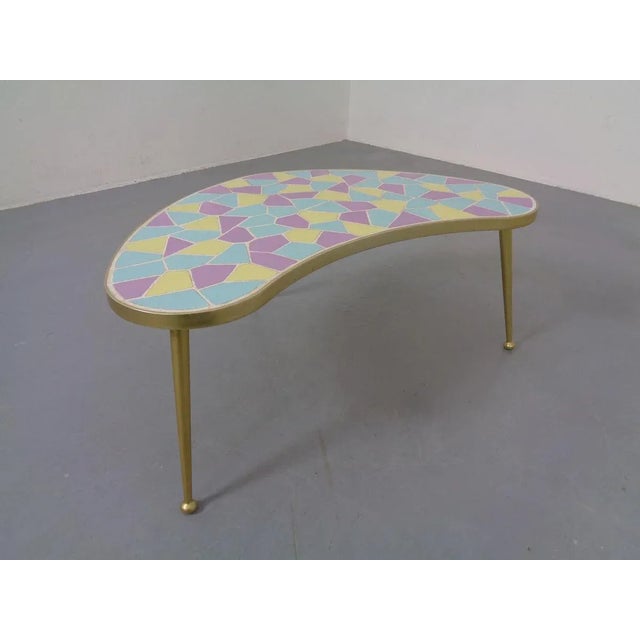 German Ceramic Metal & Mosaic Kidney Side Table, 1950s For Sale - Image 16 of 18
