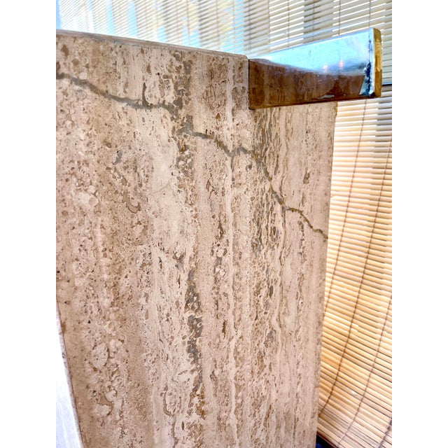 Postmodern Marble and Brass Side Table in the Artedi Style. Circa 1980s. For Sale - Image 9 of 12