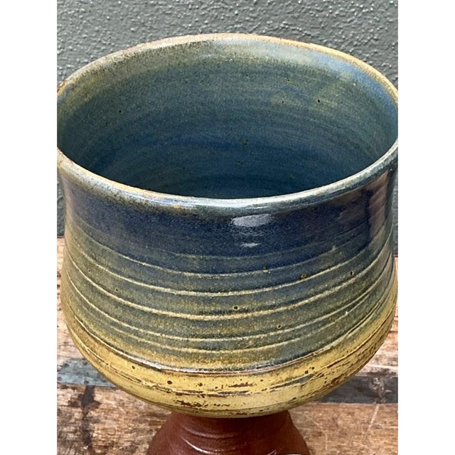 Ceramic Vintage Textured Ceramic Chalice Vase For Sale - Image 7 of 12