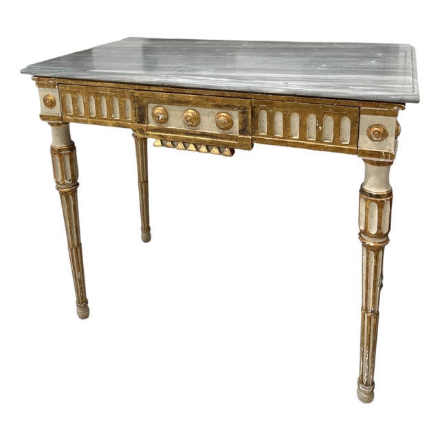 18th Century Italian Louis XVI Console With Grey Marble Top For Sale