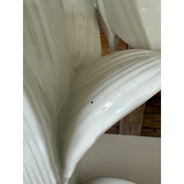 Pair of Mid-20th Century Italian Porcelain Lily Flower Table Lamps For Sale - Image 9 of 12