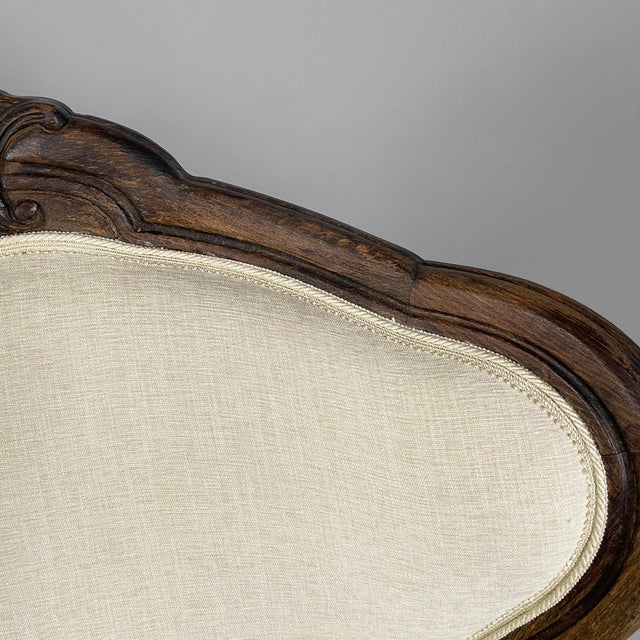 Italian Luigi Filippo Style Armchairs in Wood and White Fabric, 1930s, Set of 2 For Sale - Image 11 of 18