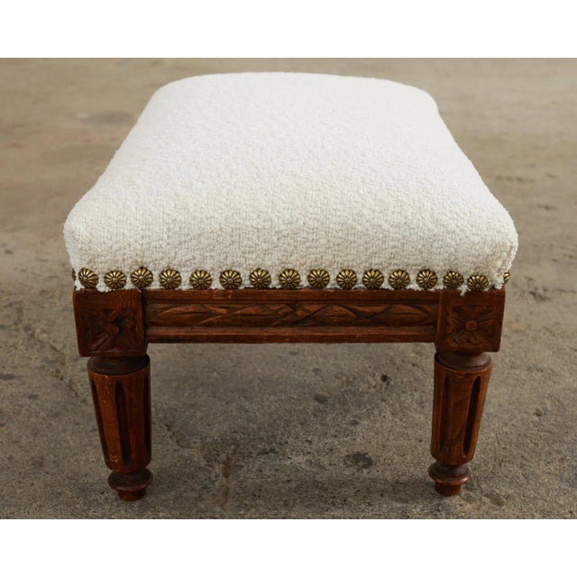 Dutch Louis XVI Style Diminutive Footstool With Boucle For Sale - Image 4 of 12
