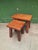 Set of two brutalist style oak side tables Size: Small 23 cm x 24 cm x 28 cm height Large 38 cm x 23,5 cm x 33 xm height