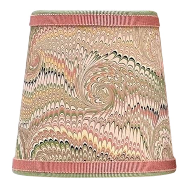 Mauve and Soft Green Marbled Paper Chandelier Shade - 3”x4”x4” For Sale