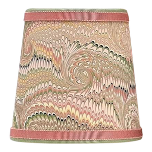 Mauve and Soft Green Marbled Paper Chandelier Shade - 3”x4”x4”