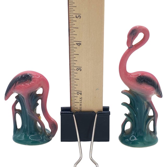 1950s MCM Ceramic Miniature Pink Flamingo Tabletop Statue His & Hers Set by Leftons For Sale - Image 12 of 12