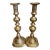 19th C English Geogian Brass Beehive Push Up Candlesticks For Sale