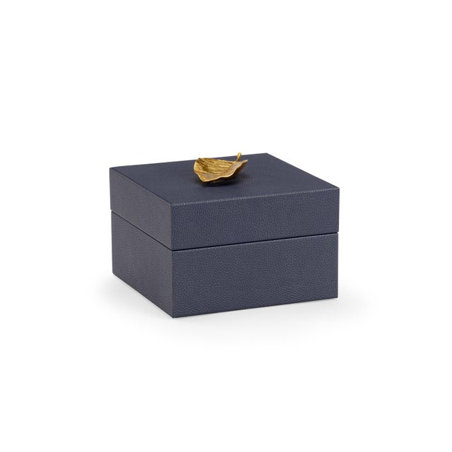 Chelsea House Inc Chelsea House Leaf Box in Navy For Sale - Image 4 of 4