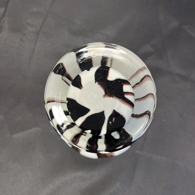 1990s Vintage Italian Murano Style Chocolate and White Blown Glass Vase For Sale - Image 5 of 6