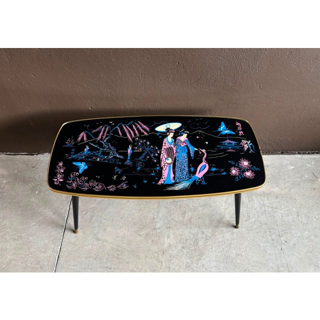 1950s French Table with Japanese Scenes, 1950s For Sale - Image 5 of 5